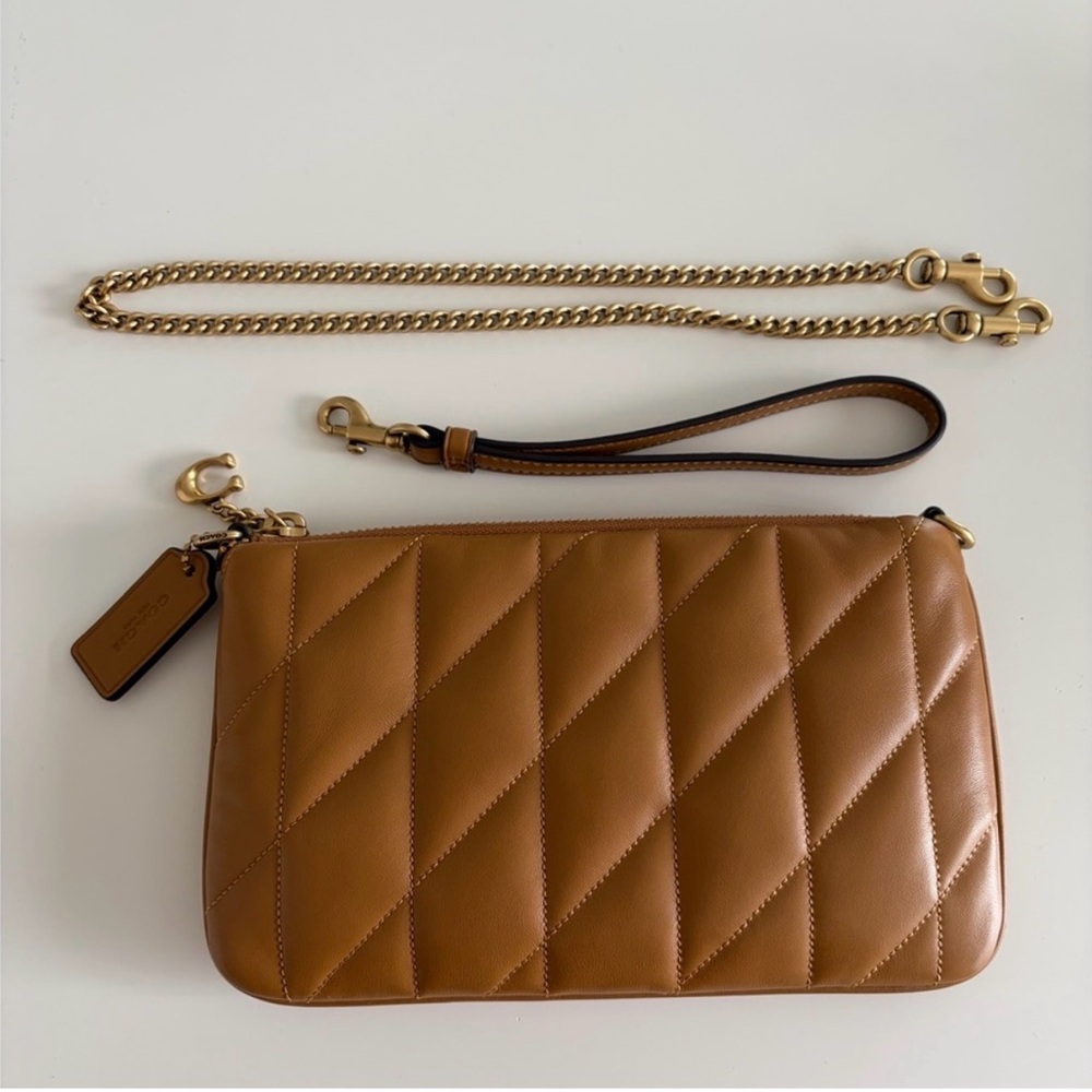 Coach Tan Quilted Leather Wristlet